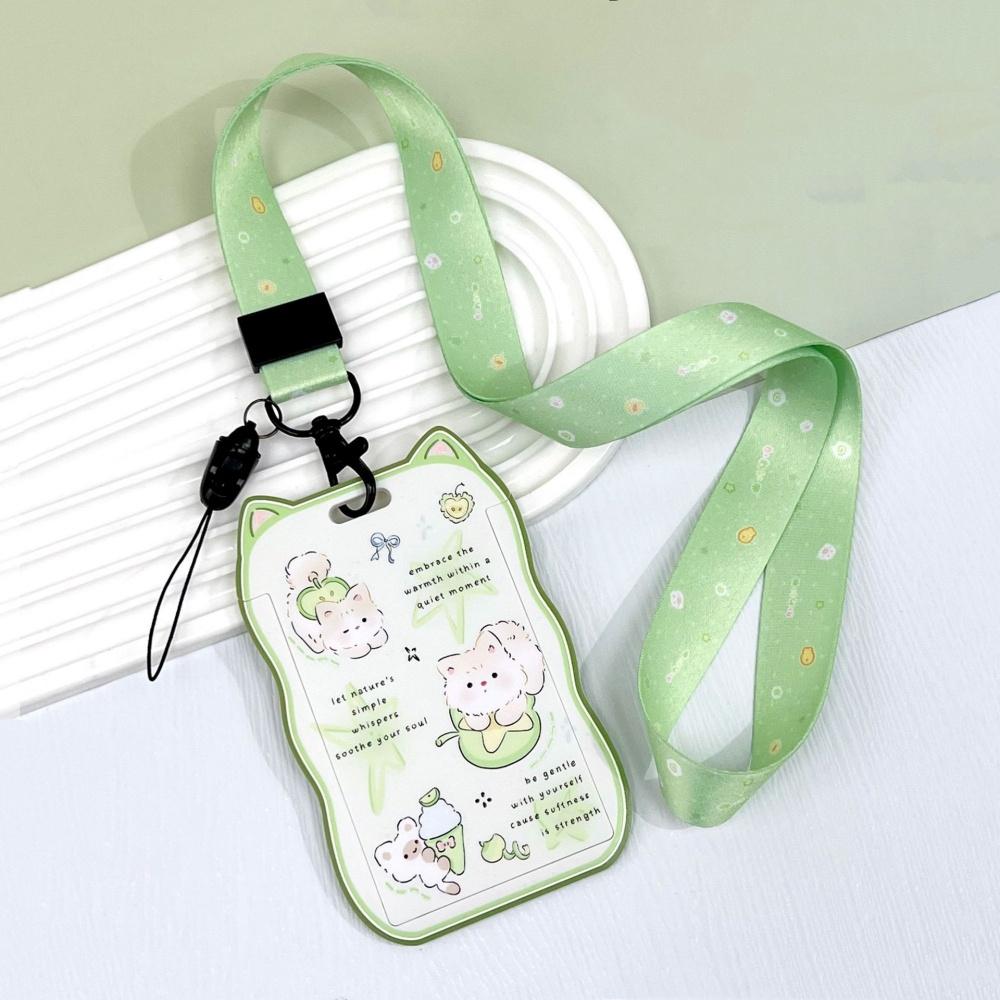 Cartoon Cat Ear Card Holder Acrylic Kpop Idol Photocard Holder Keychain Photo Sleeves Student Bank Bus ID Card Case Sleeve