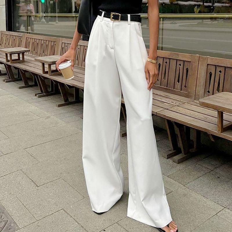 and Winter New White High Waist Wide-leg Pants Temperament Commuter Versatile Trousers 2025 Women Fashion European and American Leisure Pants women