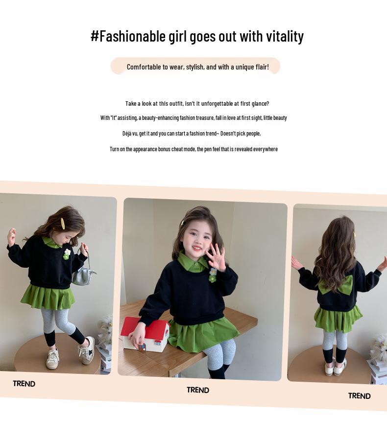 Trendy Jarní & Podzimní 2025 Dvoudílný Set: Stylová mikina a kalhoty pro malé holčičky