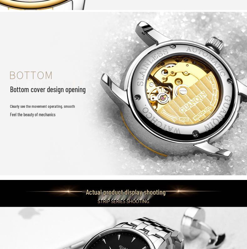 Montre Mécanique Suisse Haut de Gamme pour Homme avec Bracelet en Acier, Double Date, Conception Étanche - Nouveau Style Business Authentique