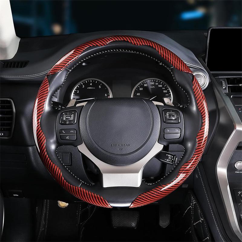 3Pcs 38Cm Carbon Fiber Car Steering Wheel Cover Non-Slip Protective Cover Segmented Car Styling Accessories For 99% Car