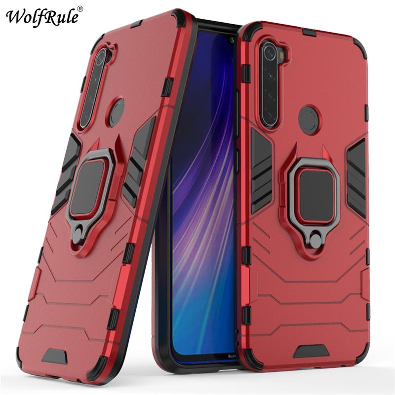 

For Redmi Note 8 Cover For Xiaomi Redmi Note 8 2021 Case Hard PC Ring Holder Stand Magnetic Armor Case For Redmi Note 8 Fundas Redmi Note 8 2021 красный