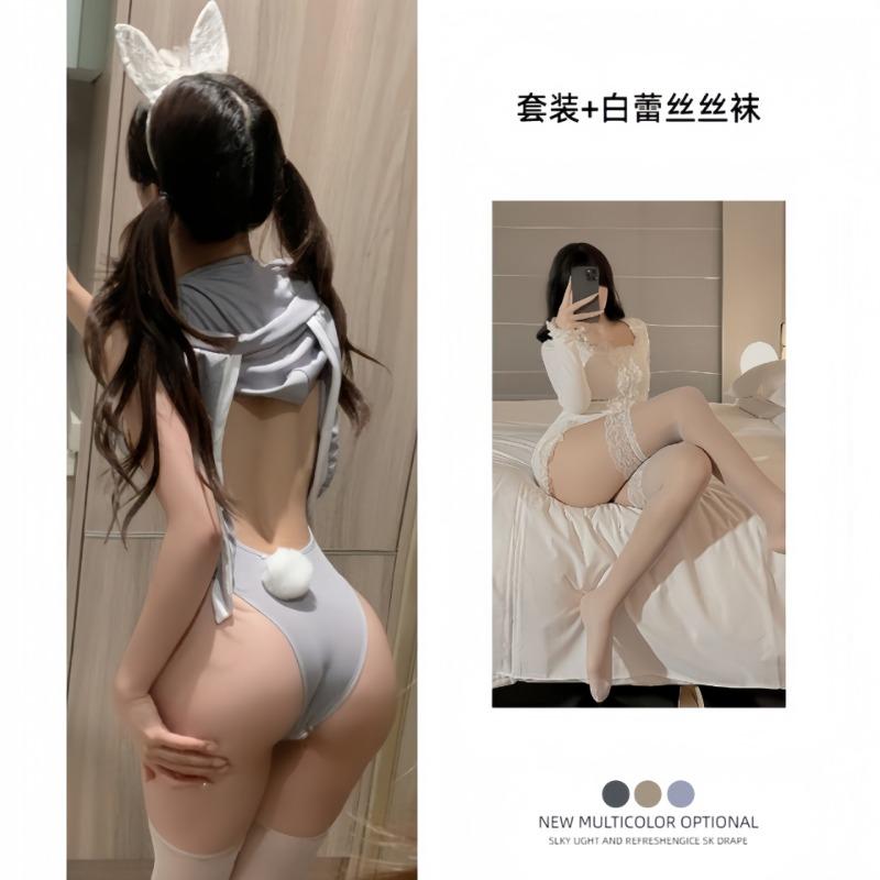 Sexy Lingerie Sexy Zipper Leaking Breasts Backless Tight Buttocks Bunny Open One-piece Suit Cosplay