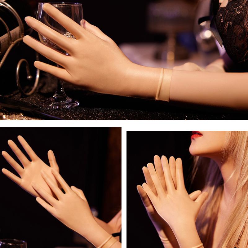 Womens Wrist Gloves Ultra-Thin Oil Shiny See-Through Smooth Sex Emotional Night Clubwear Transparent Seamless Finger Gloves