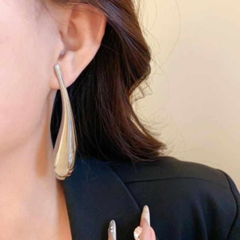 European and American Long Water Droplet Shaped Pendant Earrings, Women's Daily Simple Design Accessories Jewelry