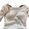 Women's Slim Fit Lace Trim Long Sleeve Plush T-shirt for Autumn/Winter