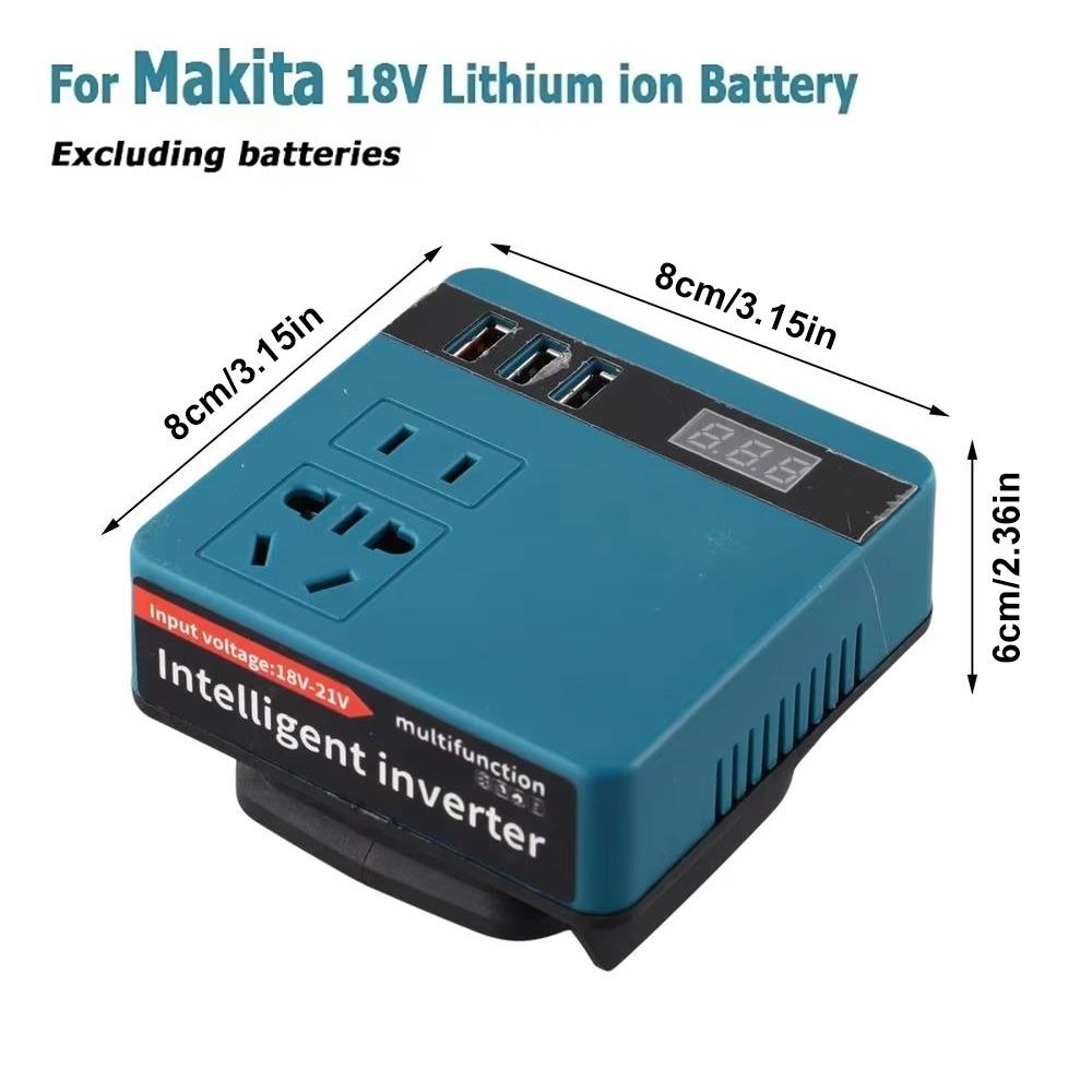 

1 шт. 18В 20В до 220В Інвертор від акумулятора Подвійний штекер Багатофункціональний Розумний трансформатор Побутовий 120 Вт Для роботи на відкритому повітрі