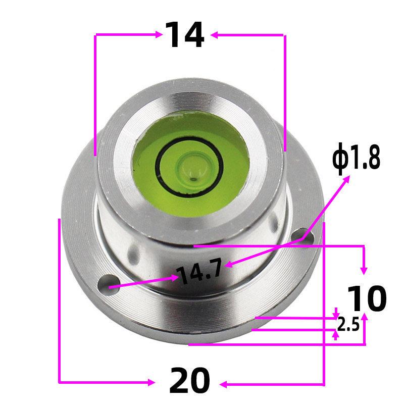 HACCURY Round Metal Spirit Level with Base Mounting Holes