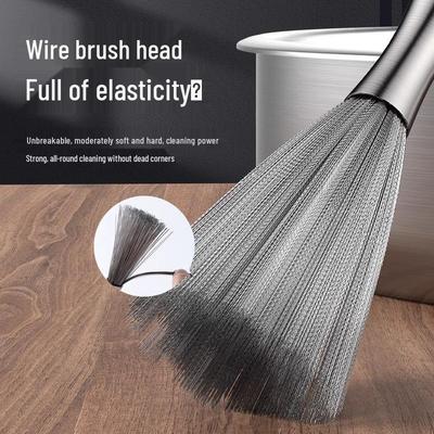 Stainless Steel Long-Handle Kitchen Brush for Dishwashing and Cleaning