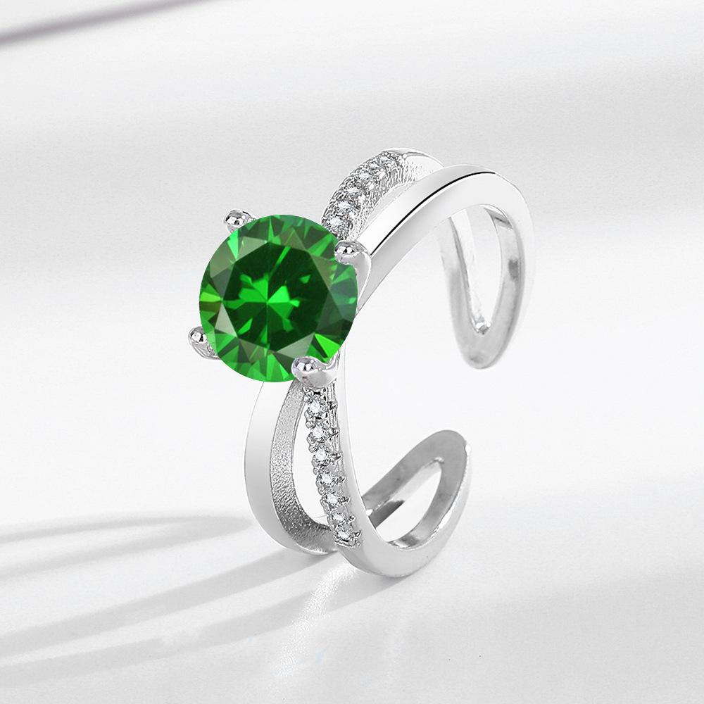 1 Carat Zircon Eight Hearts Eight Arrows Four Claws Cross Design Sense Light Luxury 925 Sterling Silver Fashion Women's RingGood product