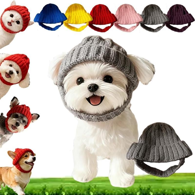 Red Wool Knit Dog Beanie with Ear Flaps Dog Warm Winter Hat Soft Knitted Pet Cap Cute Winter Hats for Cold Weather Outdoor