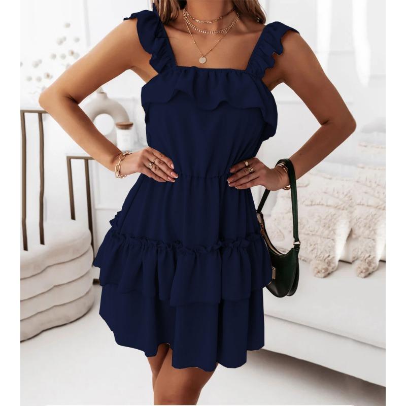 

YYFS женские модные летние весенние однотонные повседневные платья без рукавов с подтяжками и высокой талией S