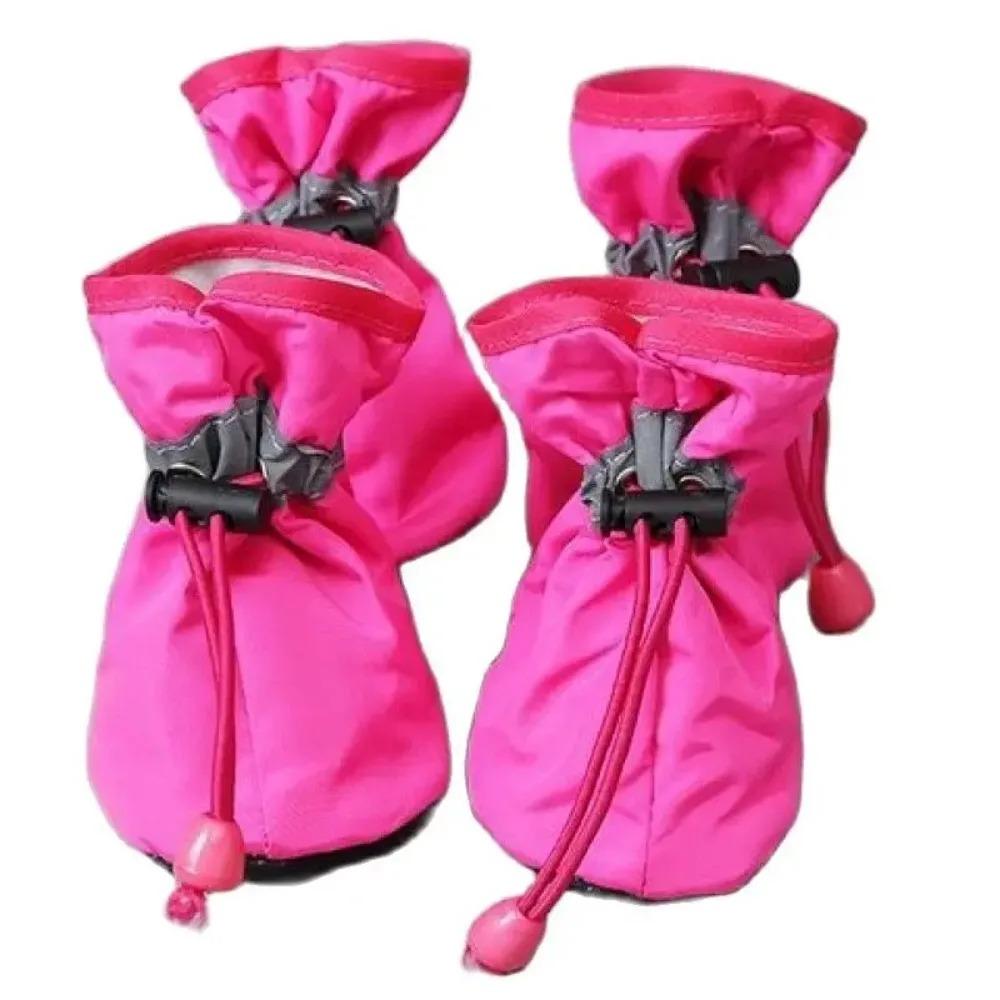 4Pcs/Set Waterproof Pet Dog Shoes Anti-Slip Rain Boots Booties Paw Protectors for Small Dogs Cats Puppy