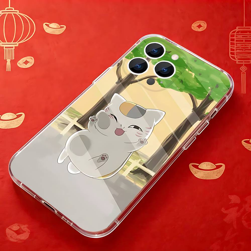 Sensei N-Natsume Yujinchou Nyanko Case For iPhone 17,16,15,14,13,12,11 Pro,Max,Plus,X,XS,XR,SE4,E Mini Transparent Soft Cover