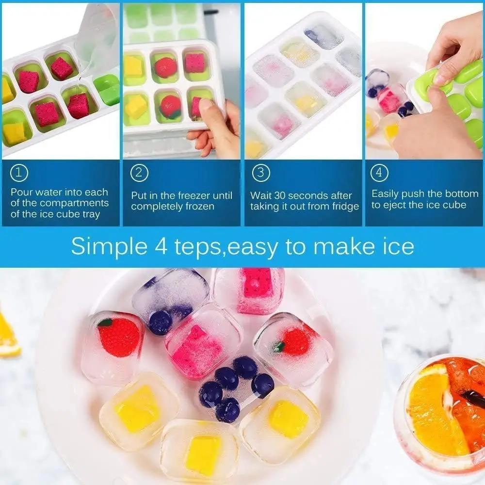 Silicone 14 Boxes To Do Ice Mold, Summer Home Ice Tray Durable Non-toxic, with Covered Ice Manufacturing Kitchen Accessories