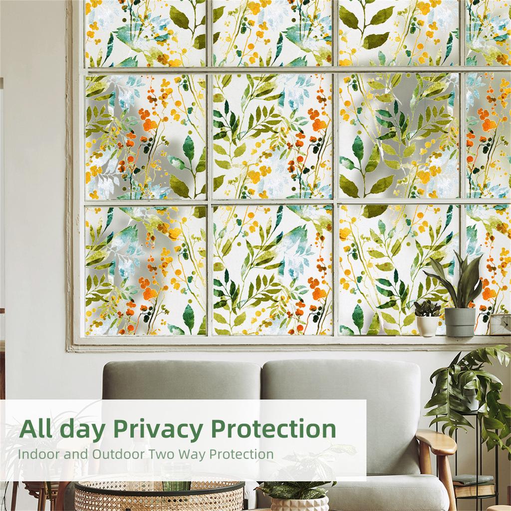 17.7 x45.6 Stained Glass Window Film, Static Cling Window Privacy Film Decorative For Bedroom