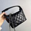 Neue tragbare Hobo-Lammfell-Lunchbox-Tasche, Rauten-Ketten-Tasche aus echtem Leder, kleine Ein-Schulter-Crossbody-Tasche für Damen