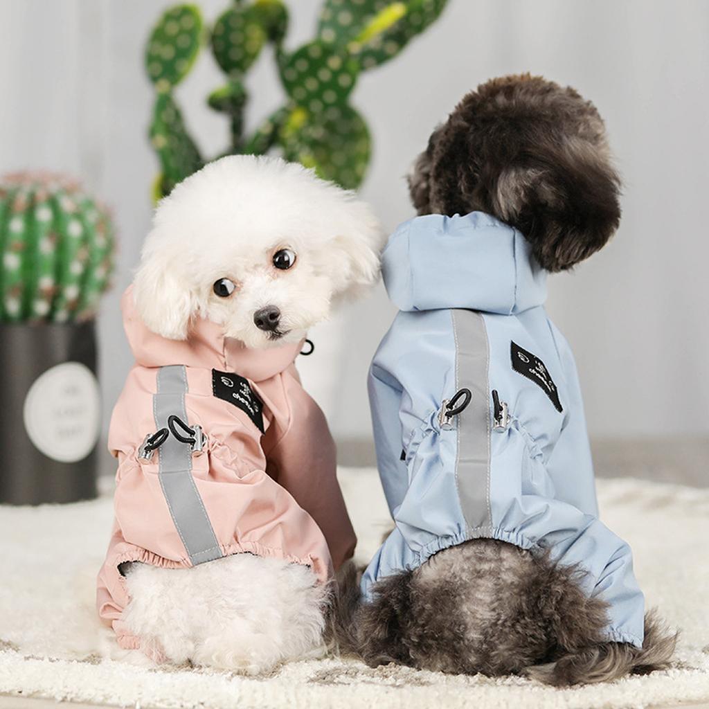 Hunde-Regenmantel, leichter Regenponcho, Kapuzenpullover, Slicker mit Loch für die Leine, Regenjacke für kleine und mittelgroße Hunde