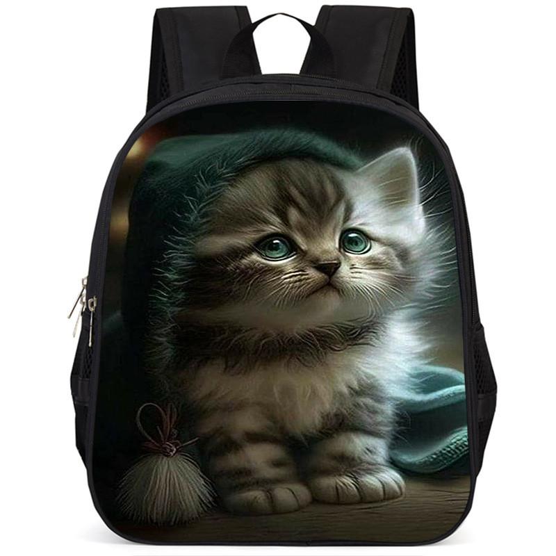 Adorable Cat 15-inch Large Capacity School Backpack Lightweight Oxford Fabric