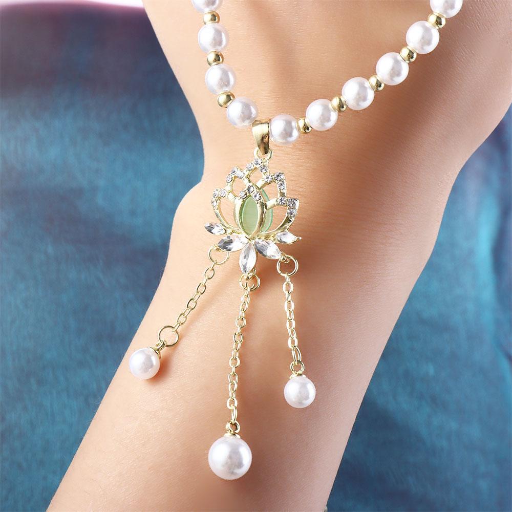 Accessories Party Jewelry Tassel Crystal Pendant Women's Necklace Korean Style Necklace Lotus Shape