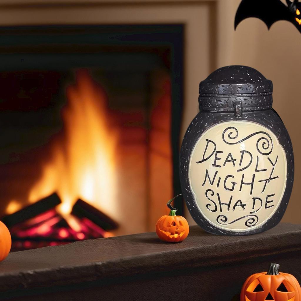 THE Before Christmas Deadly Night Shade Jar Ceramic Candle  Jasmine With 30-Hour Burn Time