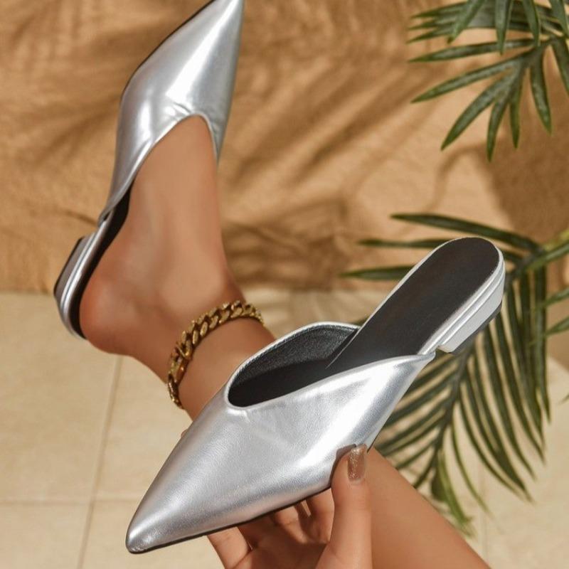 Fashion Women Pointed Toe Heeled Shoes Mules Sexy Fashion Slippers 2025 New Autumn Party Luxury Slingback Shoes Woman Flip Flops Zapatos