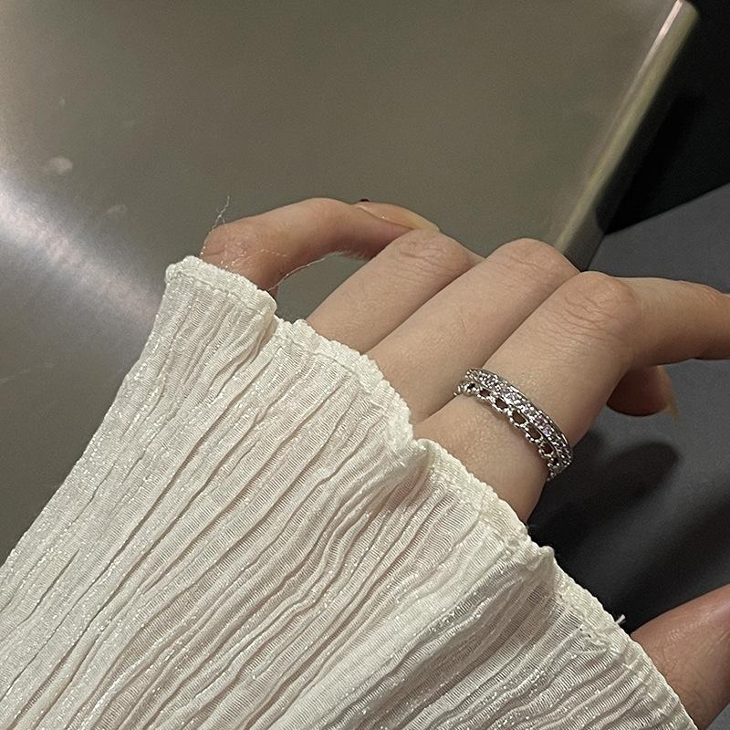 

Pink Zircon Love Ring Female Niche Design High Sense Cold Wind Ring Fashion Personality Index Finger Ring Adjustable opening