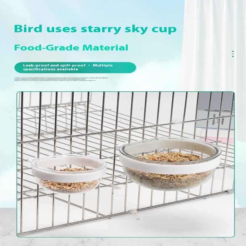 Miska na krmení ptáků Odnímatelná Průhledná miska Plastová Nádobka na jídlo Do klece Pohodlný Závěsný Krmítko na semena a vodu pro papoušky