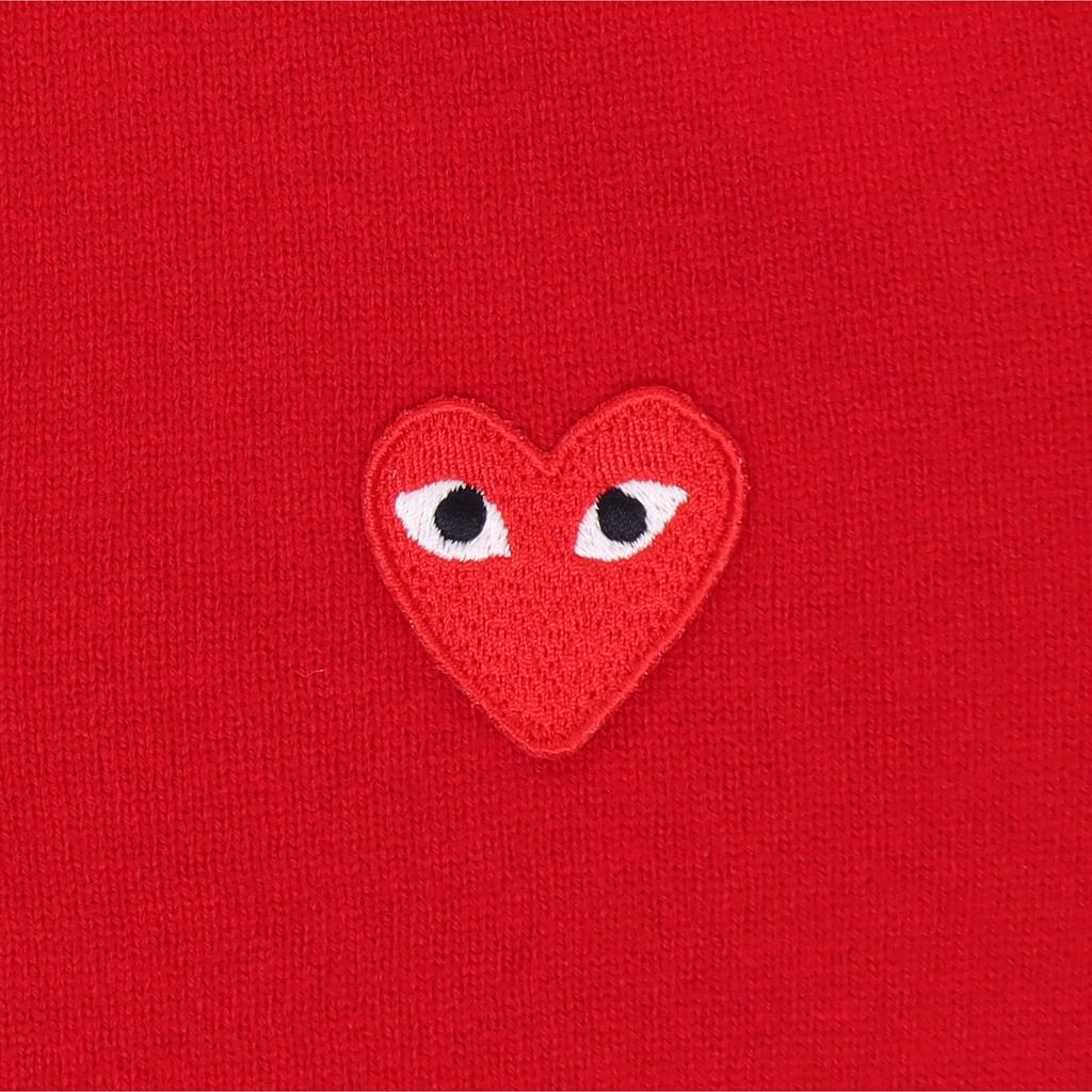 Comme Des Garcons Play Womens Red Heart Knit Cardigan Sweater Red Women Streetwear AZ-N007-051-5