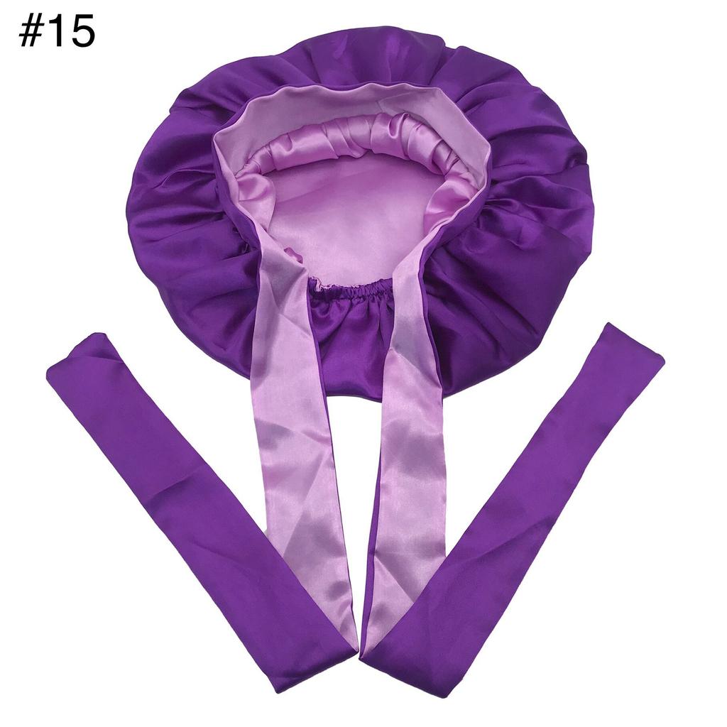 Woman Sleeping Bonnets and Satin Hair Wraps Soft Silk Bonnet Long Tie Plain Hair Bonnet