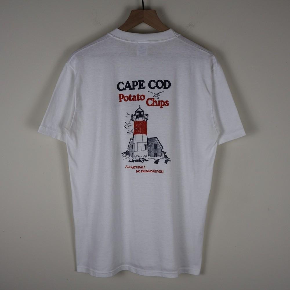 Vintage 90s Promo ; Cape Cod Potato Chips Graphic Tee; White Large Top Unisex T-Shirt M