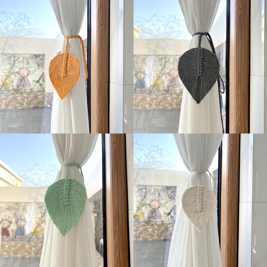 Elegant Bohemisk Flätad Tofs Gardinbindare Bomull Handgjorda Blad Gardinhållare Modern Chic Stil