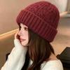 2026 Winter Solid Color Knit Beanie Hat Women Warm Ear-Protective Slimming Face Fit Casual Daily Wear