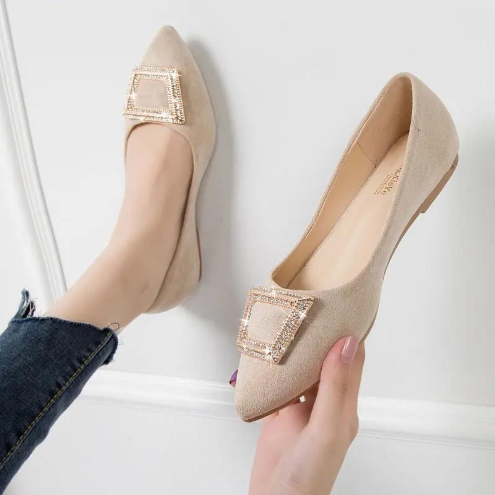 Fashion Wedding Bride Shoe Red Woman Flats Low Heel Elegant Square Buckle Slip On Stylish High Quality Fashion Popular Shoes for Women