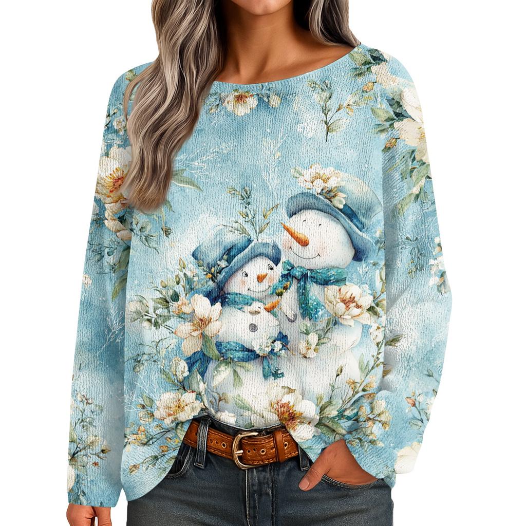 Womens  Fall Sweaters Long Sleeve Print Tops Pullover Sweaters Loose Dressy Casual Basic Clothes