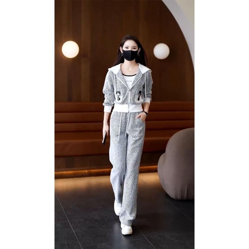 Sports Suit for Women Hooded Cardigan Jacket Two-Piece Set