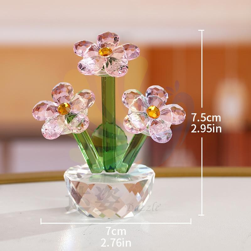 Crystal artificial flower home living room decoration ornament Nordic style lilac crystal handicraft