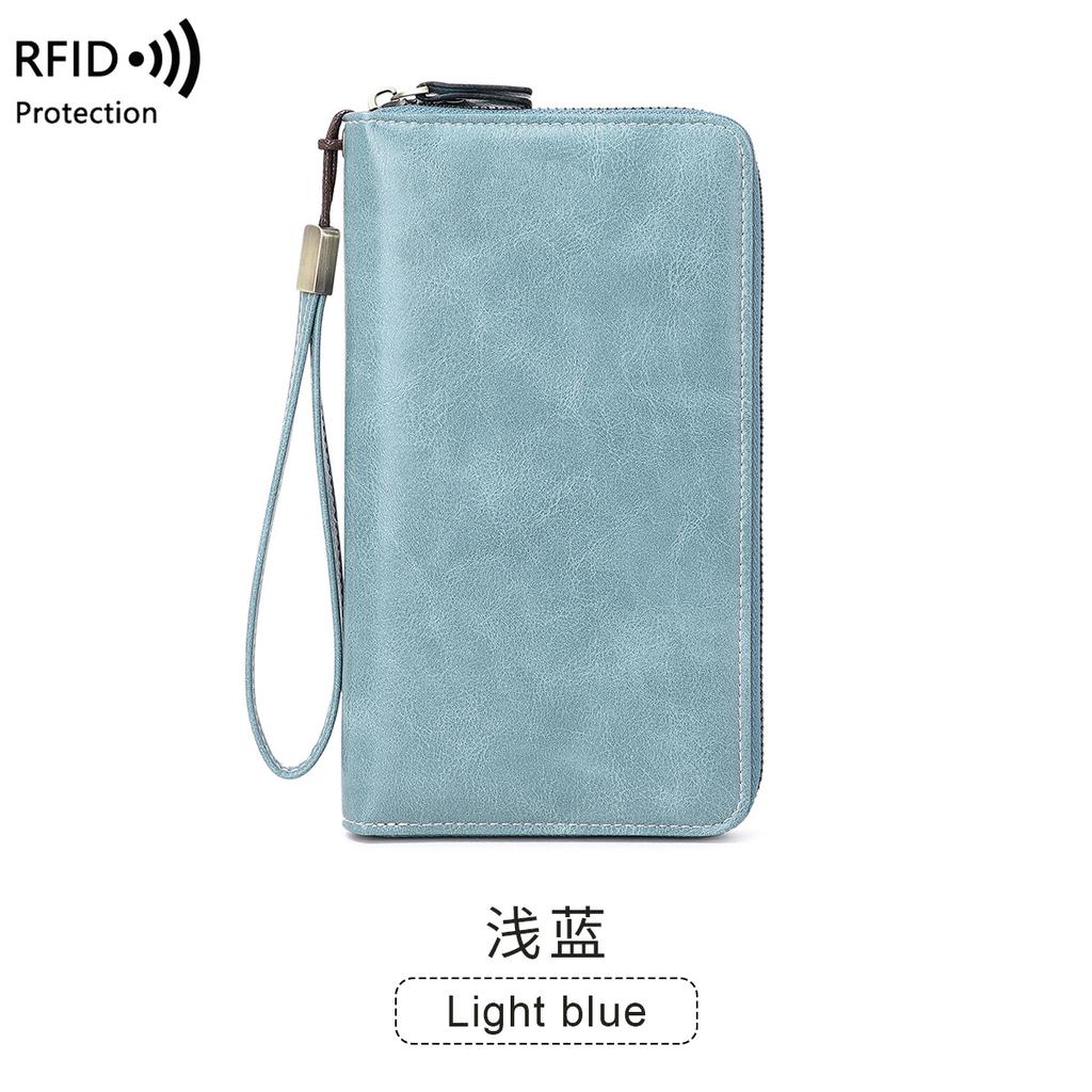 New anti-theft brush women's wallet large capacity clutch bag retro multi-card long wallet