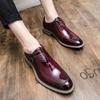 Luxury Men Patent Leather Dress Shoes Pointed Toe Platform Buckle Strap Men Business Wedding Leather Shoes Plus Size 38-46