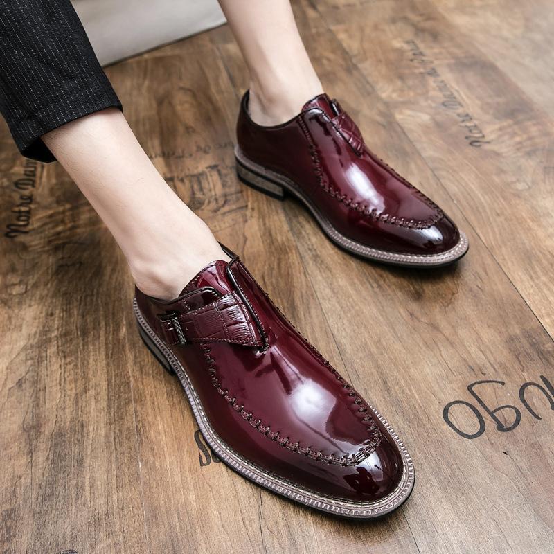 

Large size breathable pointed trendy leather shoes business dress men s leather shoes microfiber leather shoes 48 червоний
