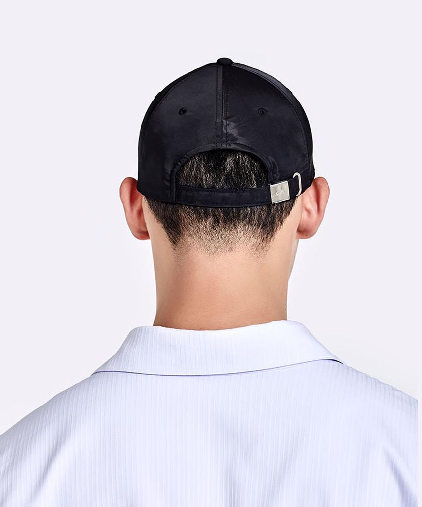 51Peosenteu Shiny Logo Embroidery Cap - Black