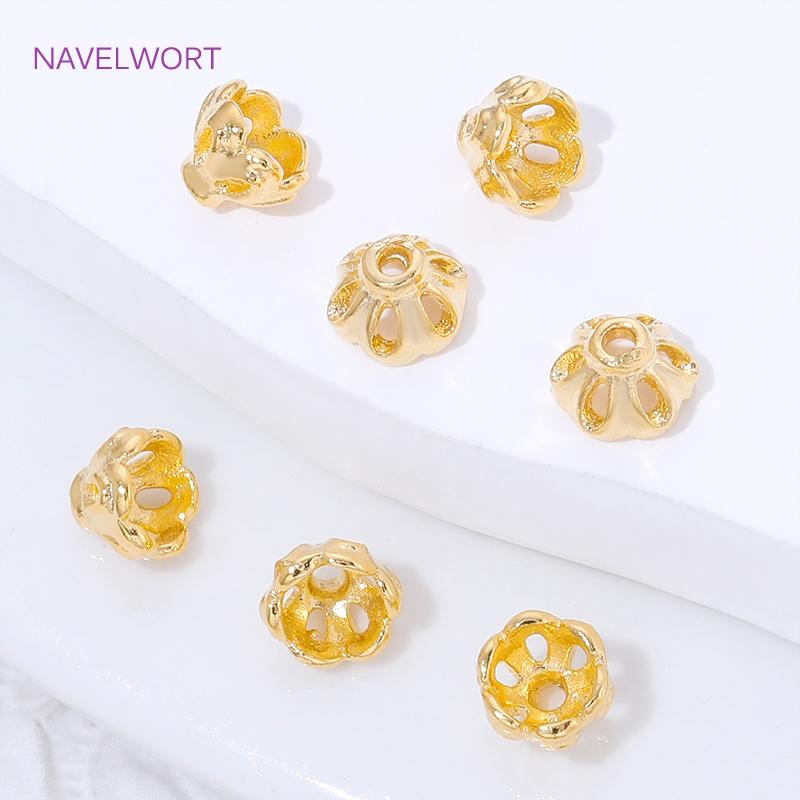 5/10/15Pcs 18K Gold Plated Brass Bead Caps For Jewelry Making,Flower Bead Caps For Bracelet,Caps For Beads,DIY Jewelry Materials