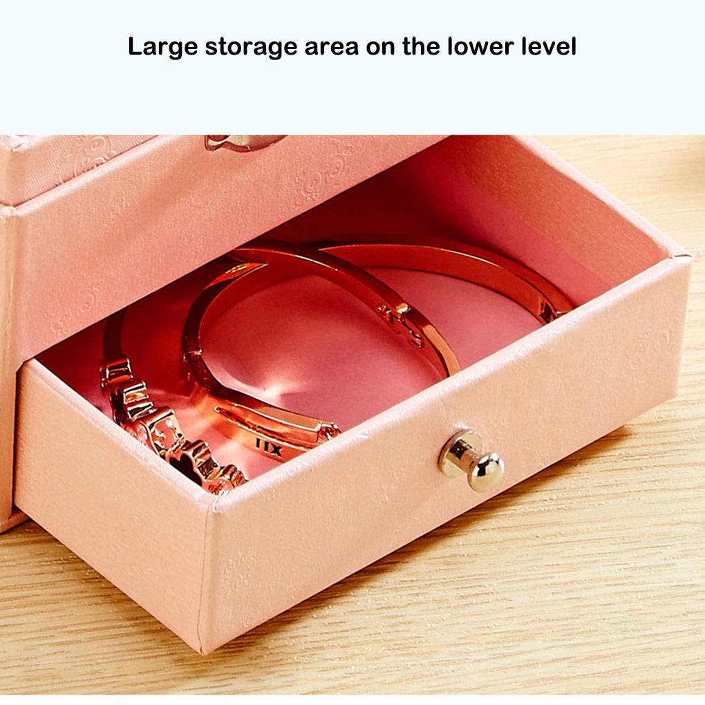 Schmuck Doppelschicht Gitter Box Etui Display Herzform Spiegel Schublade Behälter Aufbewahrung Modische Sammlung Geschenk