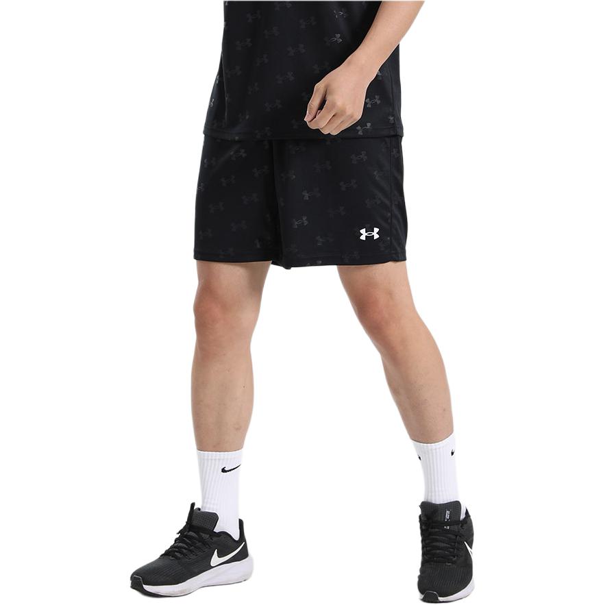 Under Armour Full Print Logo Elastic Breathable Training Shorts Men Bottoms Black 21500231-001