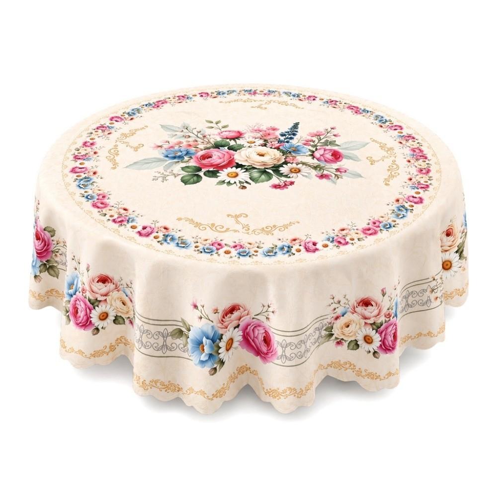 Flower Printed Polyester Tablecloth 150cm Universal Table Cover Round Table Cloth  Birthday Party 150cm
