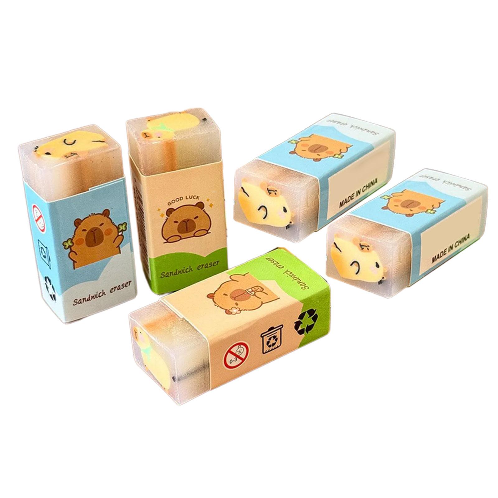 

5 Pcs Capybara Erasers Lovely Animal Painting Eraser Soft Pencil Erasers Back to School Supplies For Kids Children Use