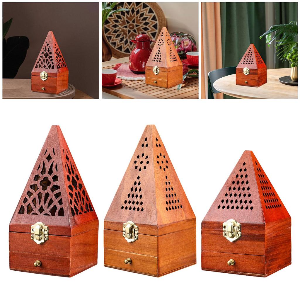 Kegel Räucherstäbchenhalter Pyramide Aschenfänger Holz Räucherstäbchen Brenner Box Räucherkästchen für Yoga Einweihung Meditation Schlafzimmer Hotel