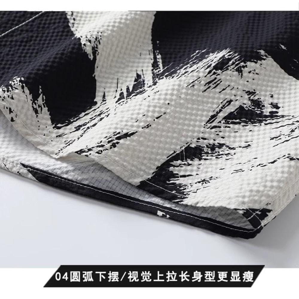 Light Luxury Ink Casual Printed Short-sleeved Shirt