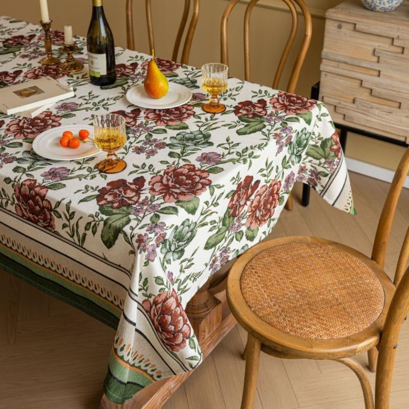 2025 New Chinese Style Tablecloth Dust-proof and Wear-resistant Rectangular Dining Table Cloth Simple and Beautiful Decoration