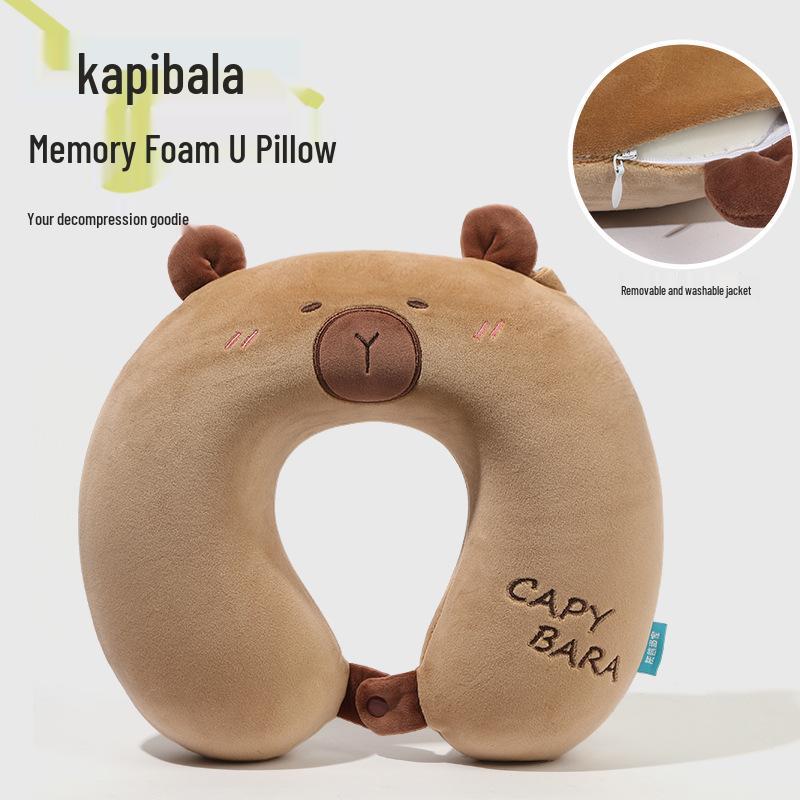 Capybara U-förmiges Nackenkissen: Multifunktionaler Halter für Auto, Büro und Reisen.